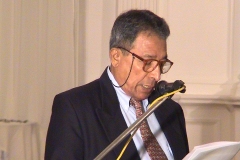 Prof. P. W. Epasinghe reading the scroll at the Felicitation to Prof. Samaranayake held in December