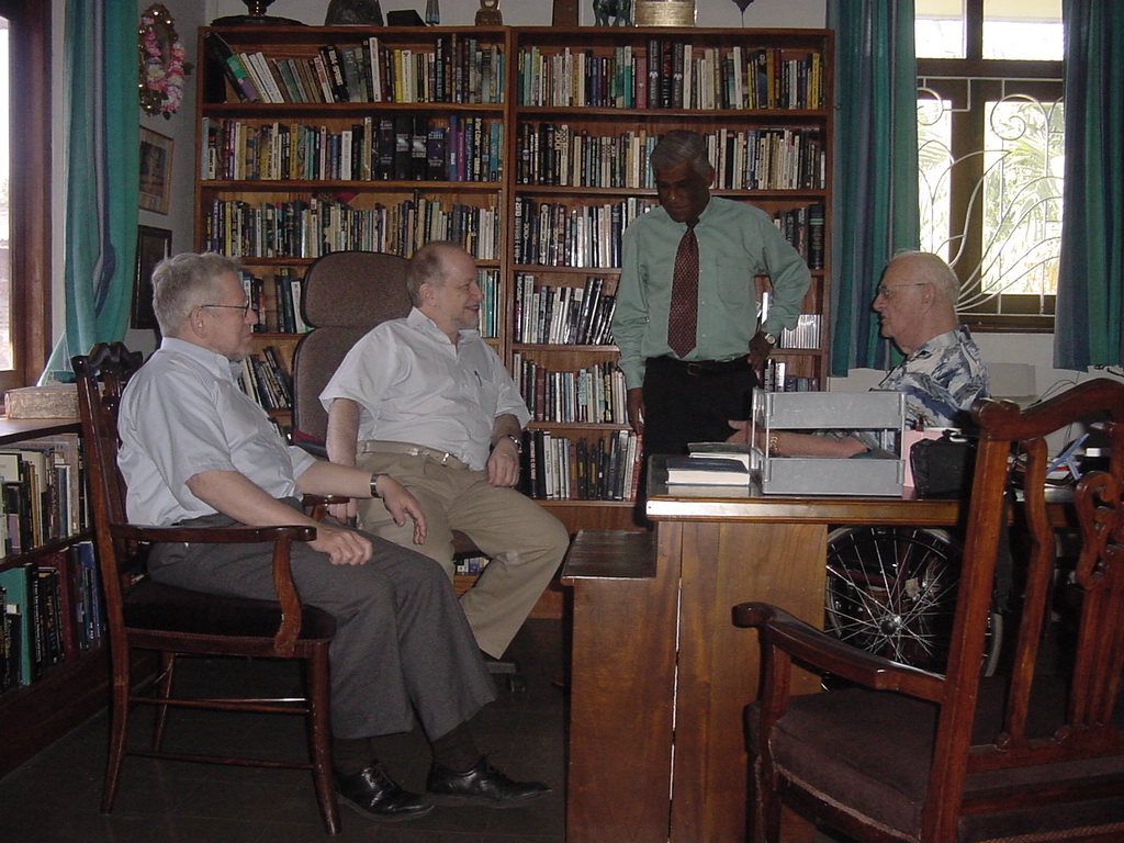 George Sadowsky (author of article on pg 157) and Alan Greenburg, Trustees of the Internet Society visited Sir Arthur C. Clarke at his residence together with Prof. Samaranayake. A Video recording of an interview with Sir Arthur recorded with Prof. Samaranayake’s assistance during this meeting was the highlight of the 2002 INet International Conference.