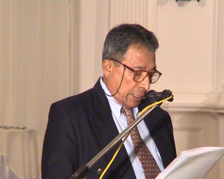Prof. P. W. Epasinghe reading the scroll at the Felicitation to Prof. Samaranayake held in December