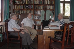 George Sadowsky (author of article on pg 157) and Alan Greenburg, Trustees of the Internet Society visited Sir Arthur C. Clarke at his residence together with Prof. Samaranayake. A Video recording of an interview with Sir Arthur recorded with Prof. Samaranayake’s assistance during this meeting was the highlight of the 2002 INet International Conference.