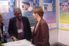 With Minister of International Development, Sweden at the UCSC stall, World Summit on Information Society WSIS, Geneva 2003