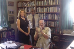 With Sir Arthur C. Clarke when he was presented with the Telluride Festival Award at his residence. Prof. Samaranayake helped the organizers of the Teluride Festival to link up Sir Arthur via satellite