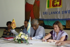 Presiding at the Annual General Meeting of the Sri Lanka Sweden Friendship Association as its President in 2005. On right Ms. Anne Marie Fallanius, Charge d’ Affairs, Swedish Embassy in Colombo