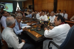 Prof. Samaranayake the Chairman, Information & Communications Technology Agency (ICTA) with H. E. President, Mahinda Rajapaksa, Mr. Lalith Weeratunge, Secretary to the President and officials of the ICT Agency at the launch of the Government Information Centre GIC scheme whereby citizens could dial 1919 and obtain information on over 300 government services