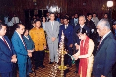 At the inauguration of a Third Country Program funded by JJICA and conducted by UCSC. In the picture, Dr. P. R.Anthonis, Chancellor, Mr. Kaiho, Resident Representative JICA, Prof. Samaranayae and participants